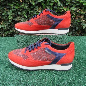 Women's Size 6 (3.5 UK) Mephisto Ninia Red Blue Suede Air Relax Shoes Sneakers